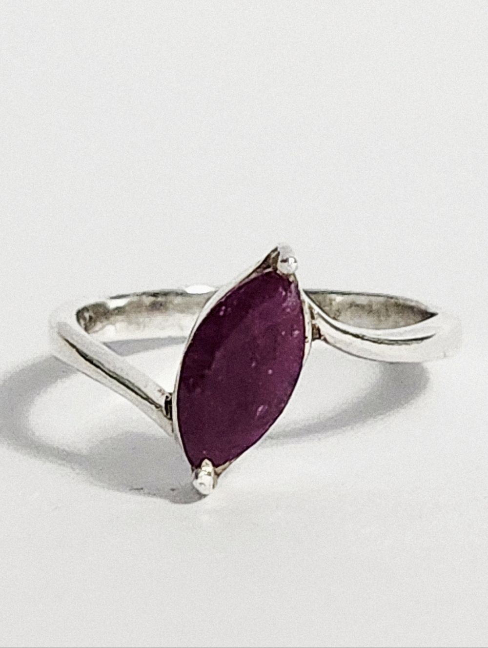 1.00 ct Ruby Sterling Silver Marquise Ring Women size 7